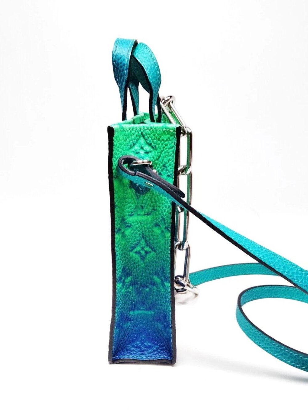 Authentic Louis Vuitton Onthego Mini Blue Green Empreinte Leather Chain Tote Bag - Picture 5 of 16